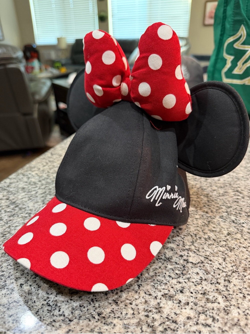 Disney Park Minnie Mouse Ears Polka Dot Bow Baseball Snapback Adj Cap Youth